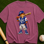 Baseball Kid Graphic T-Shirt — Retro Batter Design ("Cojui" #21)