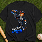 Baseball Mascot Graphic Tee — "They Hate, I Dominate" Vintage Streetwear