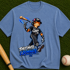 Baseball Mascot Graphic Tee — "They Hate, I Dominate" Vintage Streetwear
