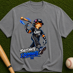 Baseball Mascot Graphic Tee — "They Hate, I Dominate" Vintage Streetwear