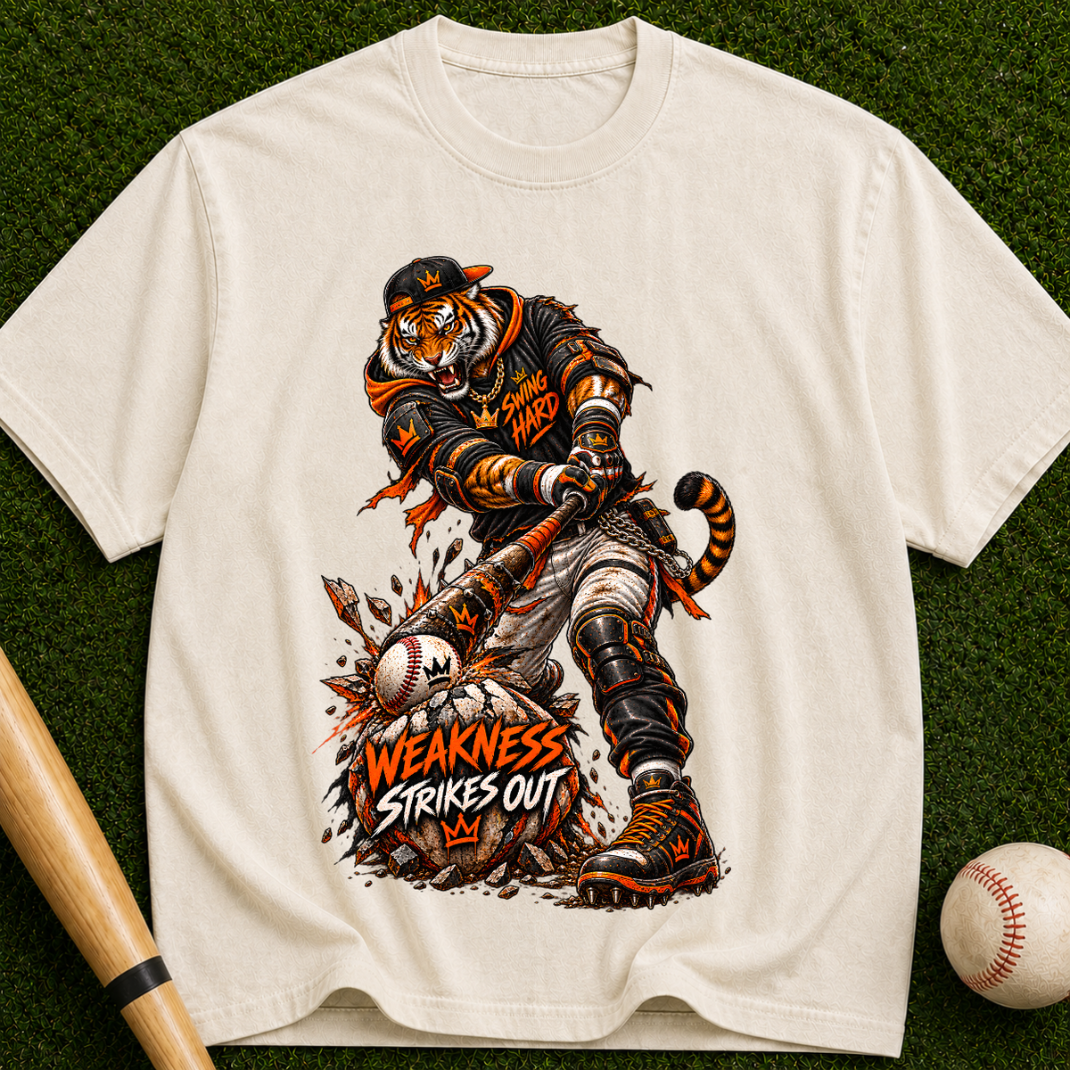 Tiger Brawler T-Shirt — "Weakness Strikes Out" Graphic Tee