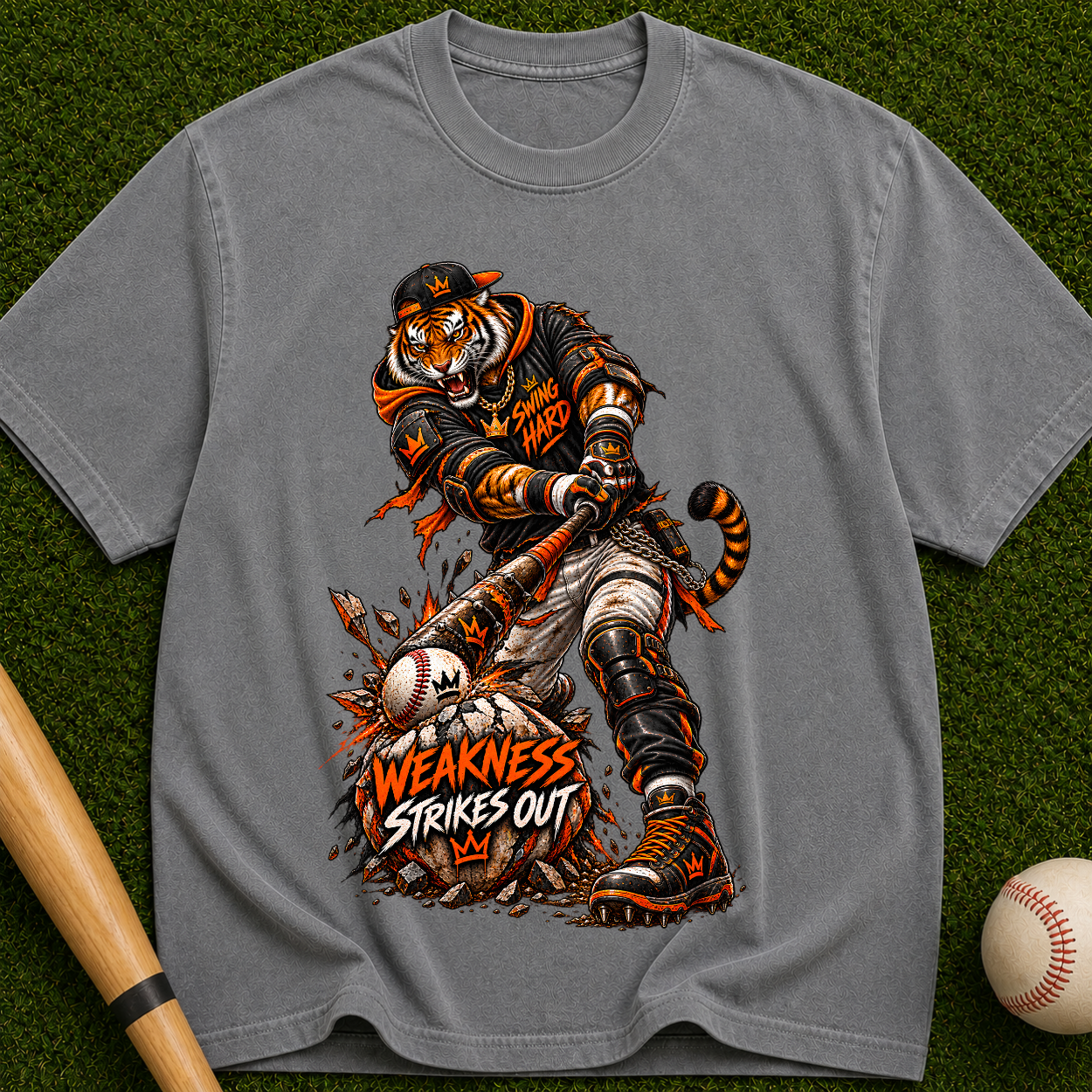 Tiger Brawler T-Shirt — "Weakness Strikes Out" Graphic Tee