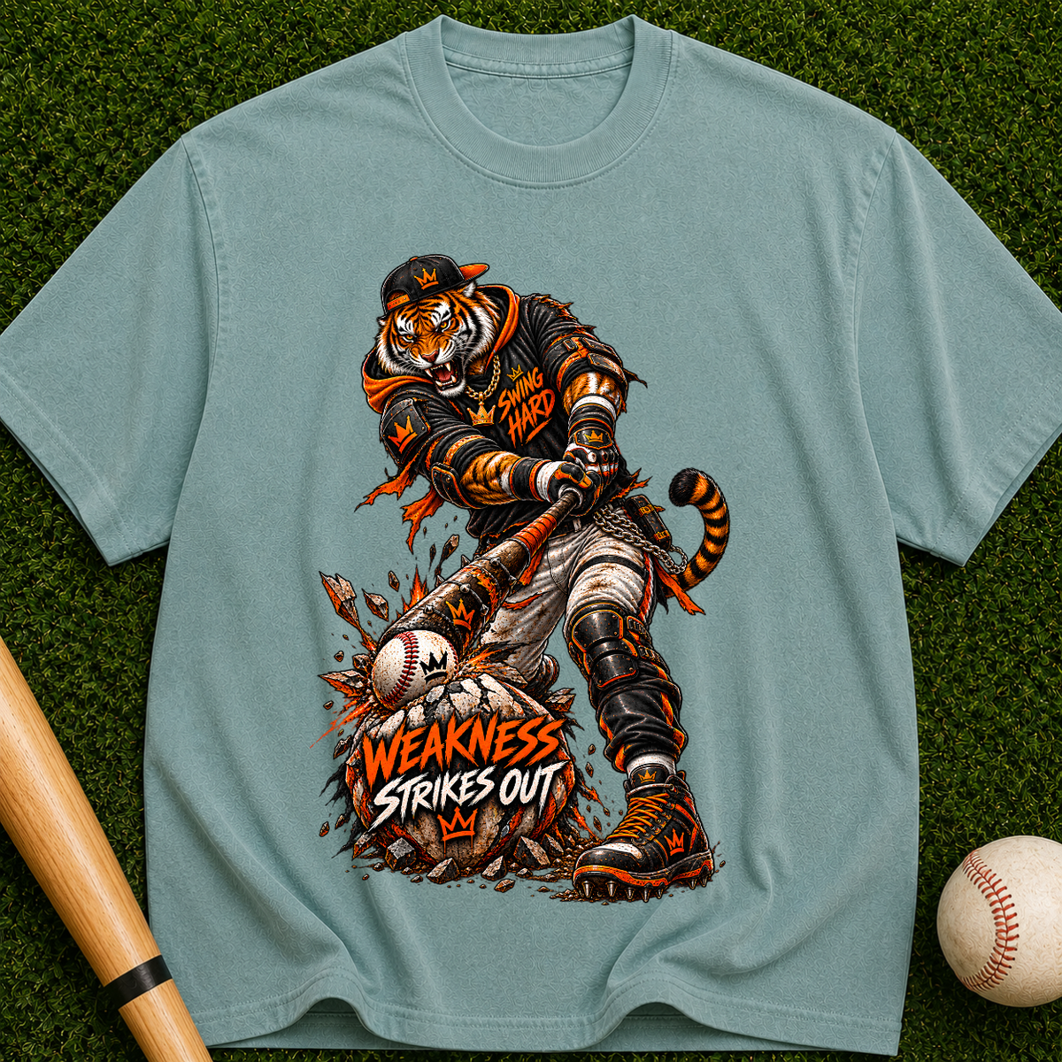 Tiger Brawler T-Shirt — "Weakness Strikes Out" Graphic Tee
