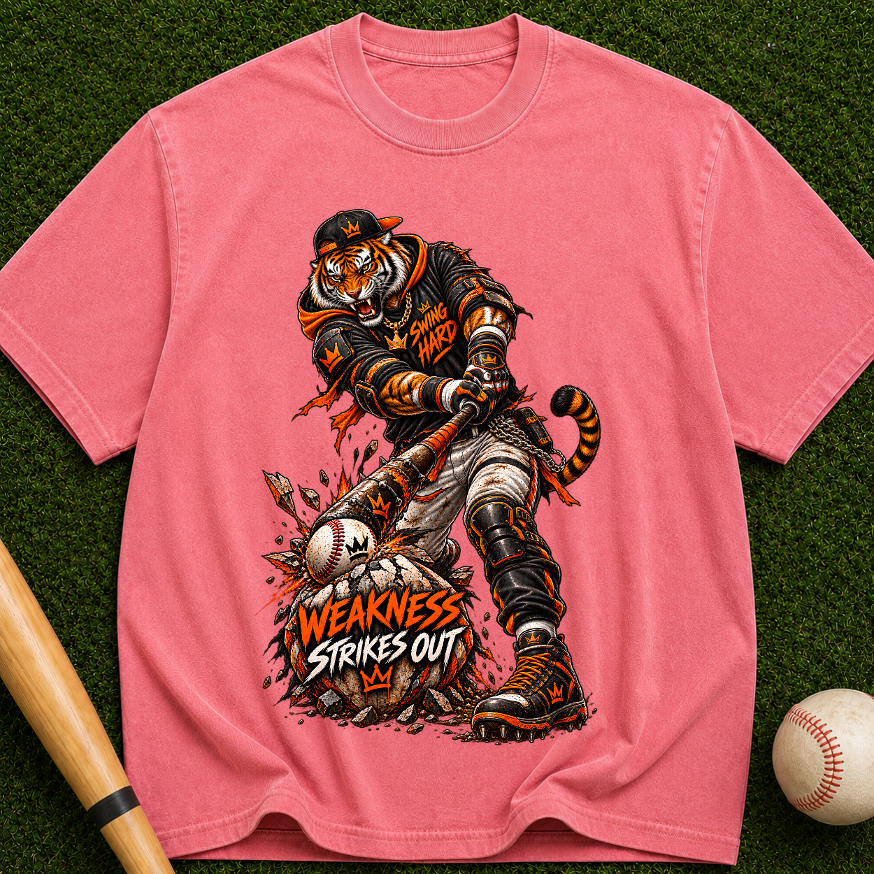 Tiger Brawler T-Shirt — "Weakness Strikes Out" Graphic Tee
