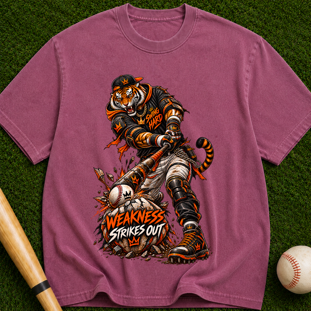 Tiger Brawler T-Shirt — "Weakness Strikes Out" Graphic Tee