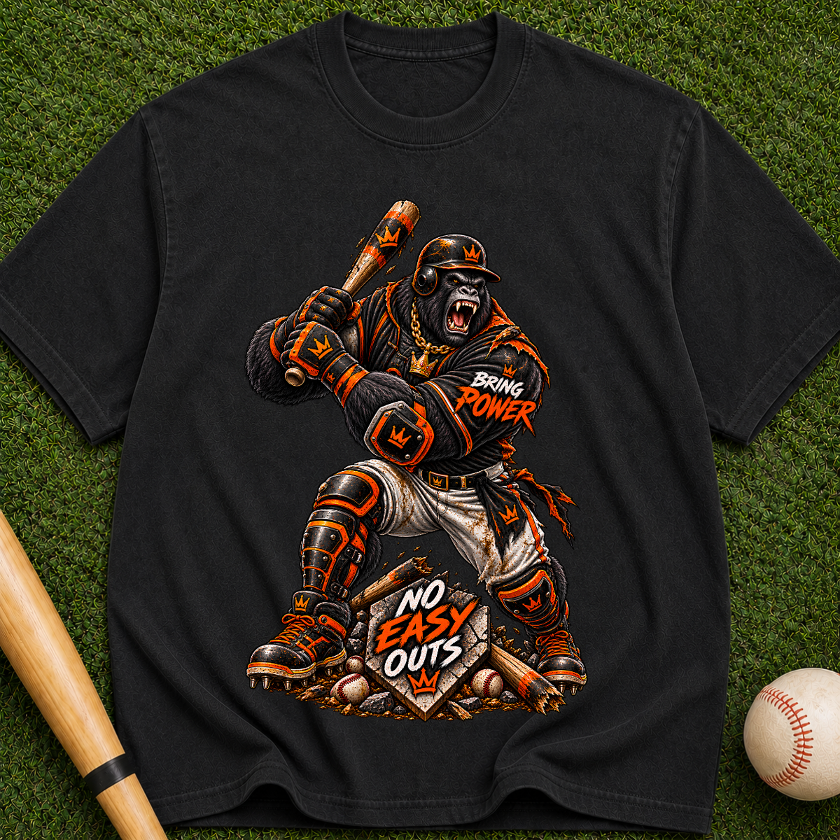 Baseball Catcher Graphic T-Shirt — "No Easy Outs" Vintage Sports Tee