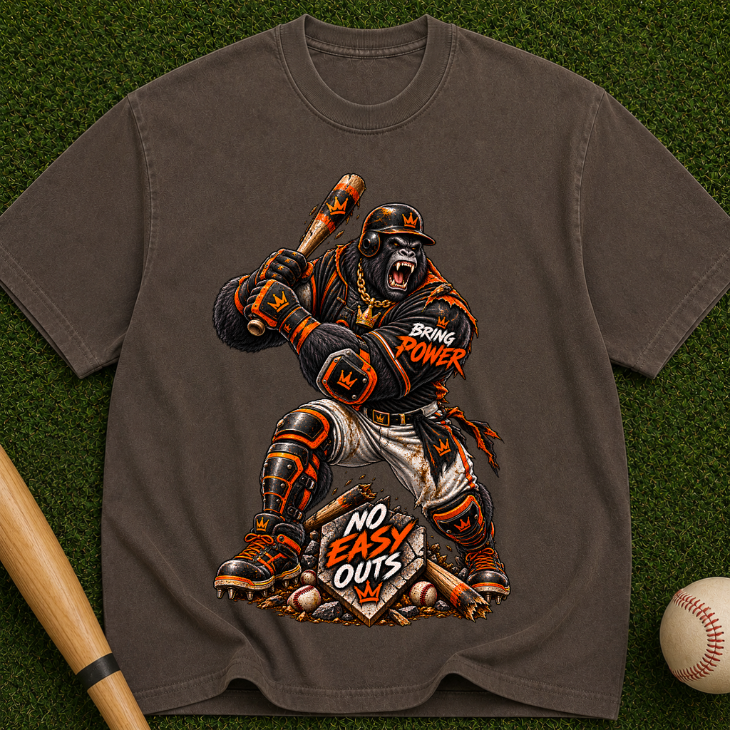 Baseball Catcher Graphic T-Shirt — "No Easy Outs" Vintage Sports Tee