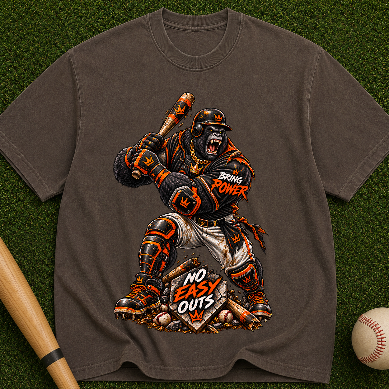 Baseball Catcher Graphic T-Shirt — "No Easy Outs" Vintage Sports Tee