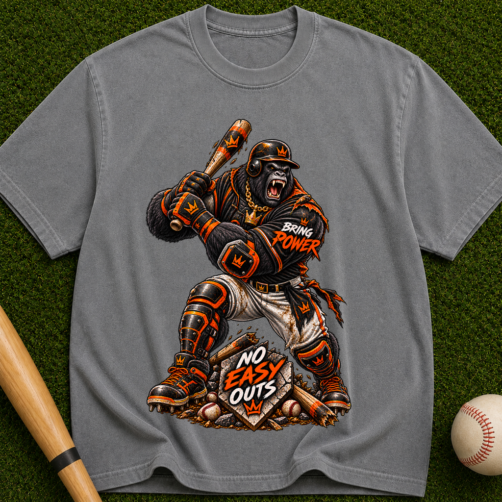 Baseball Catcher Graphic T-Shirt — "No Easy Outs" Vintage Sports Tee