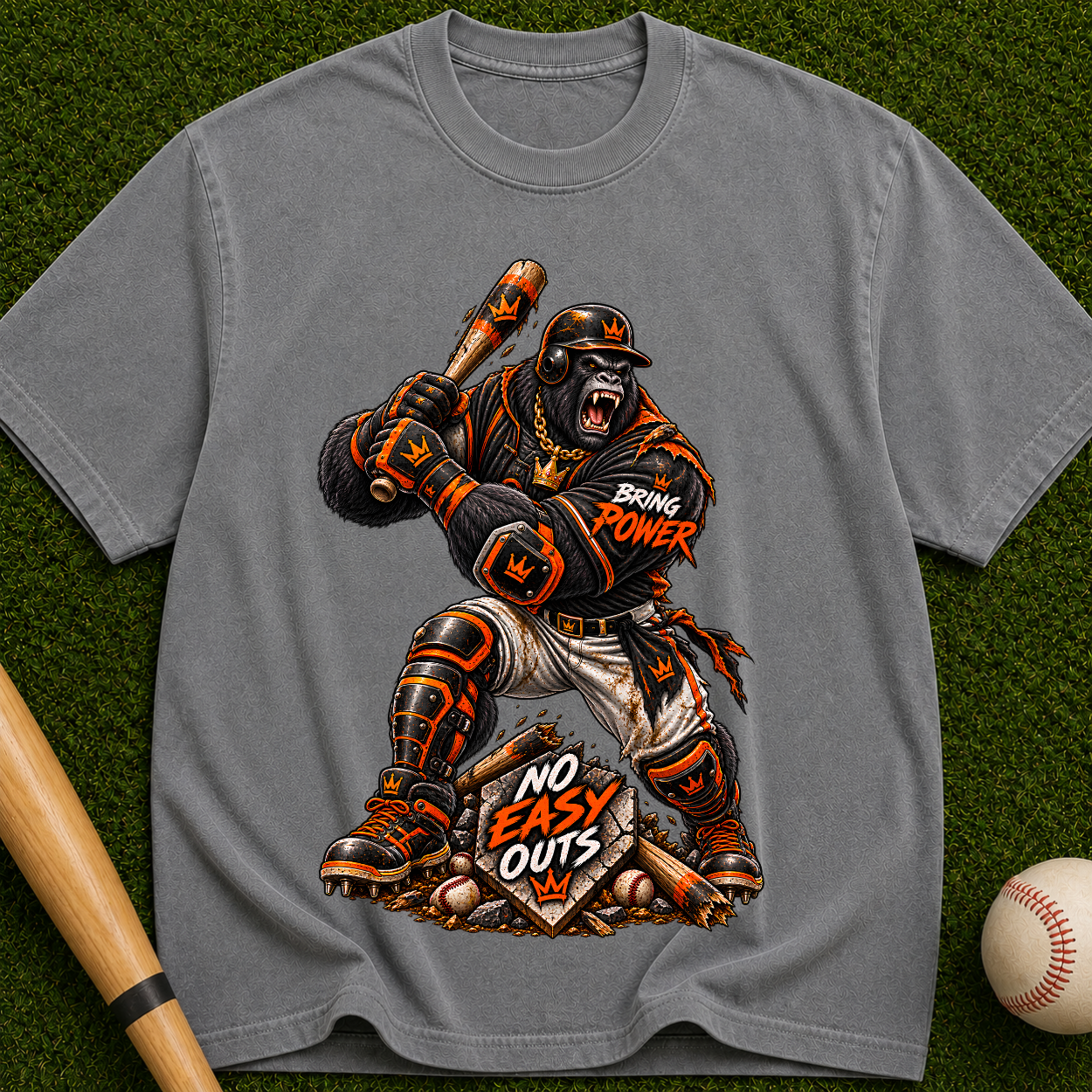 Baseball Catcher Graphic T-Shirt — "No Easy Outs" Vintage Sports Tee
