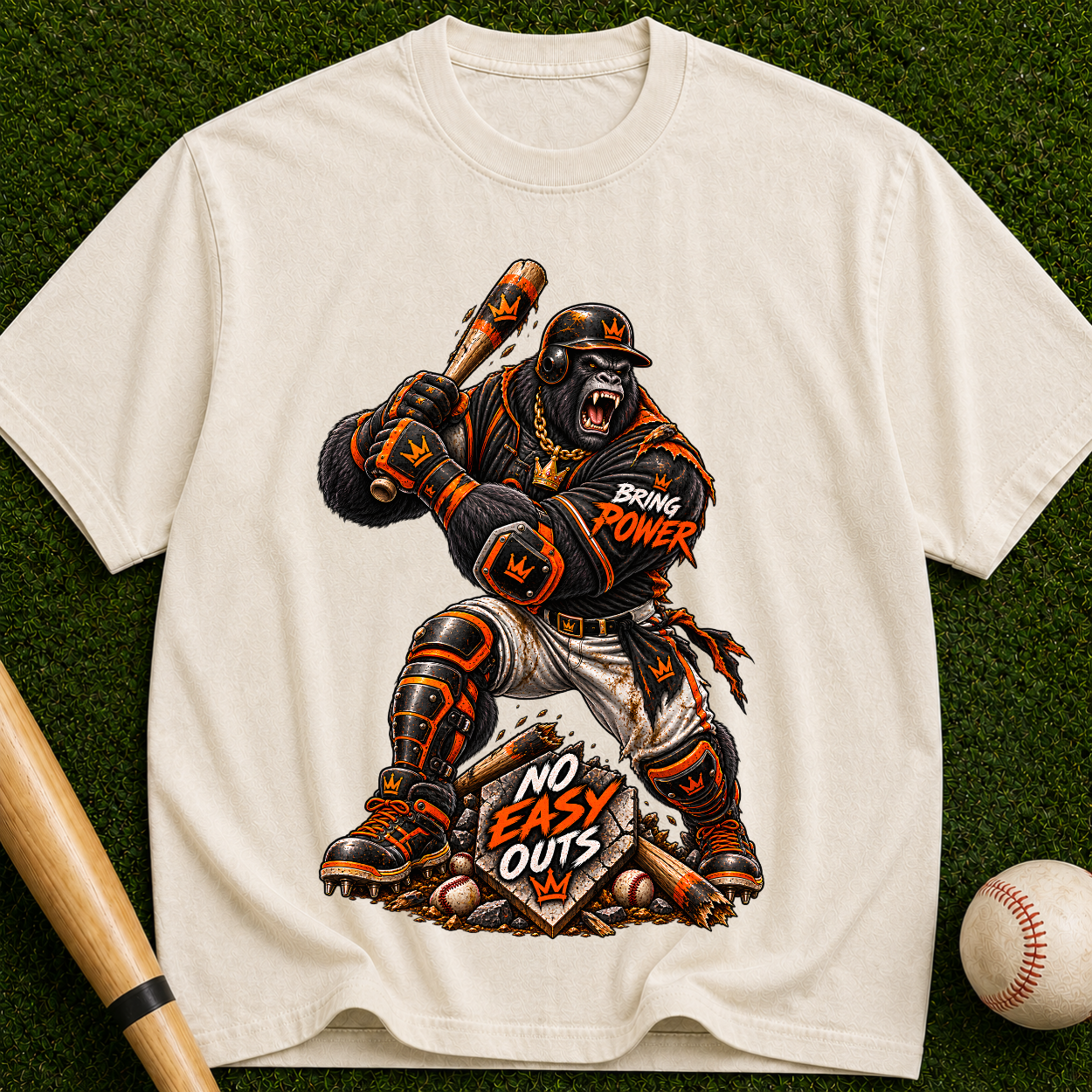 Baseball Catcher Graphic T-Shirt — "No Easy Outs" Vintage Sports Tee