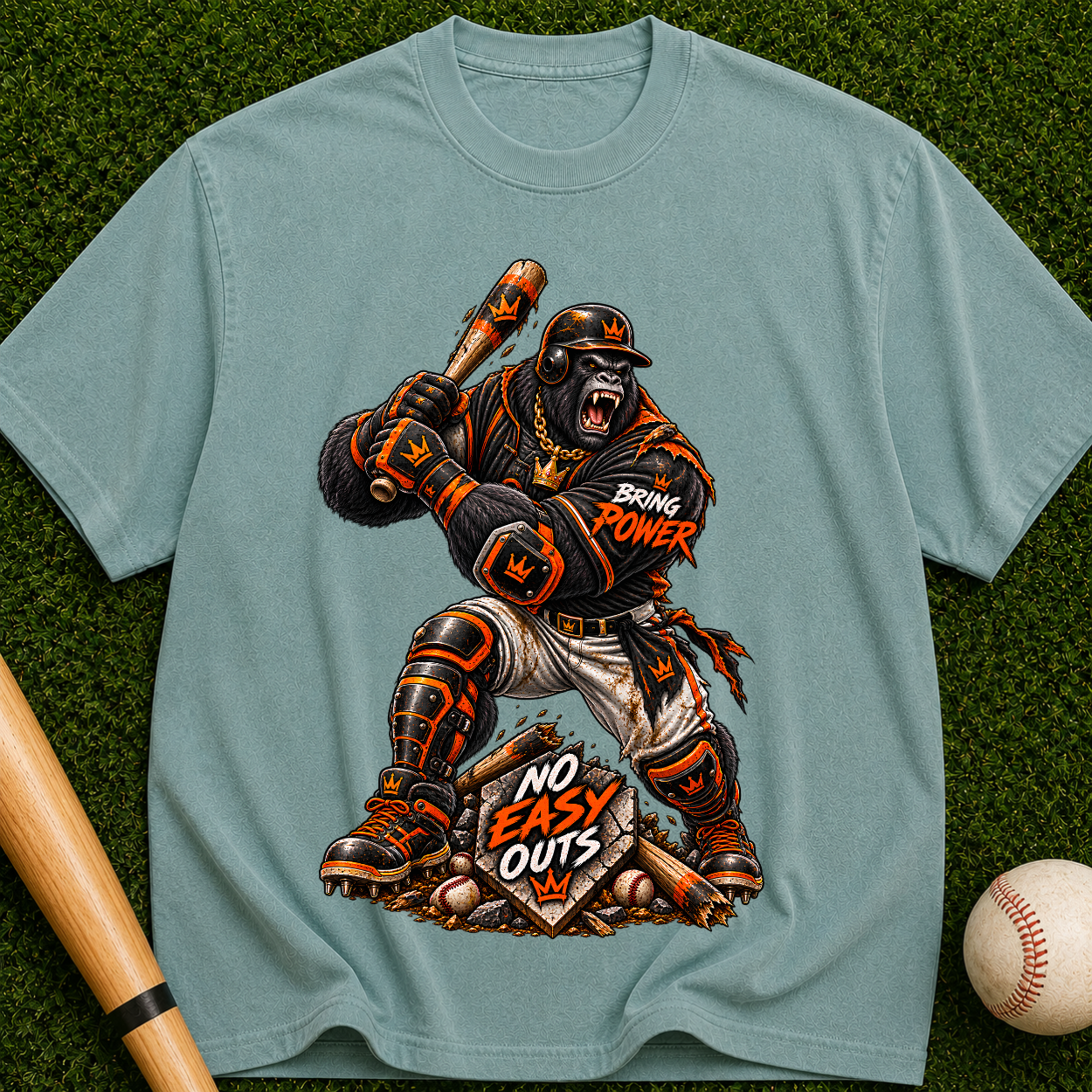 Baseball Catcher Graphic T-Shirt — "No Easy Outs" Vintage Sports Tee