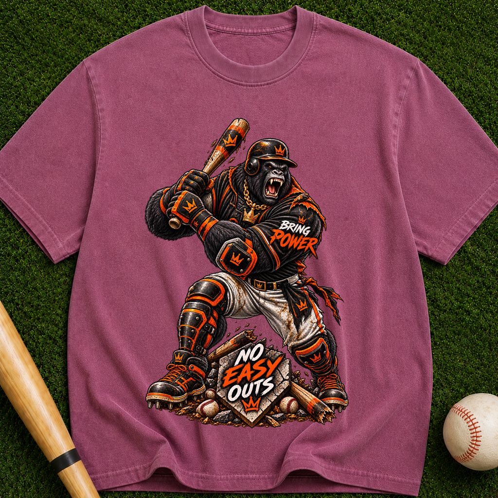 Baseball Catcher Graphic T-Shirt — "No Easy Outs" Vintage Sports Tee