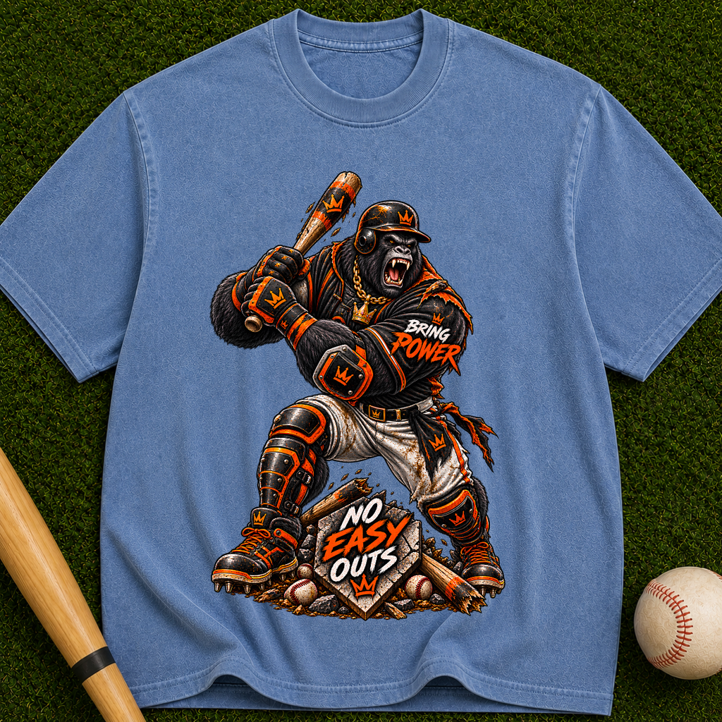 Baseball Catcher Graphic T-Shirt — "No Easy Outs" Vintage Sports Tee
