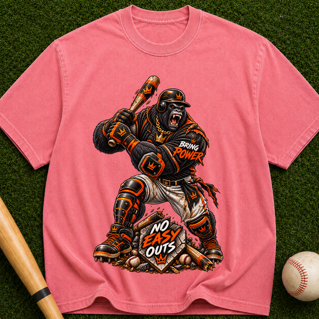 Baseball Catcher Graphic T-Shirt — "No Easy Outs" Vintage Sports Tee