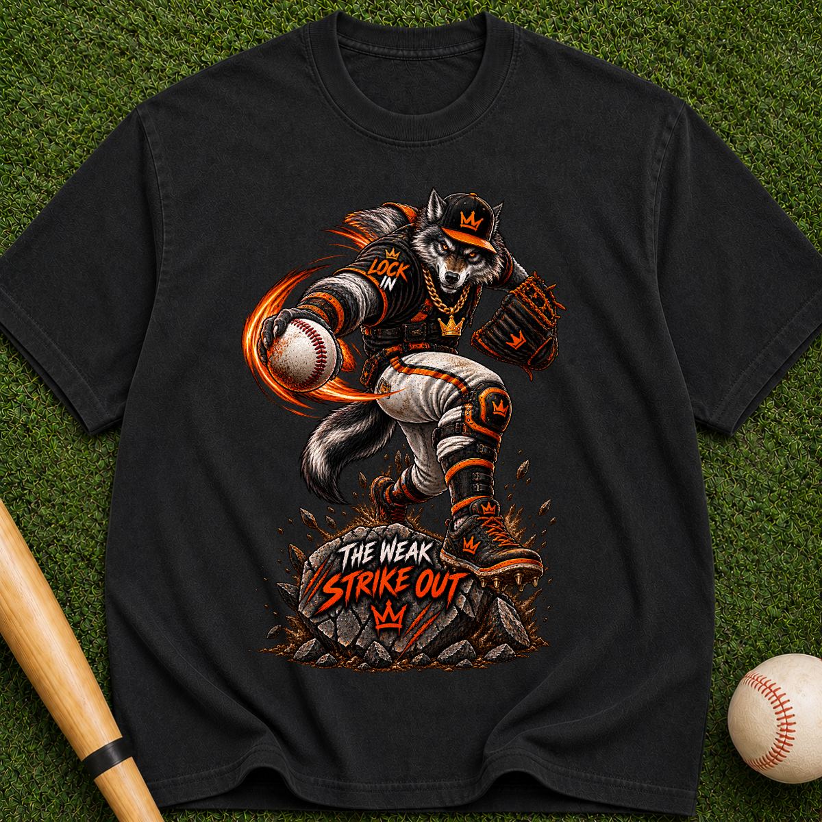 Baseball Wolf Strike Out T-Shirt
