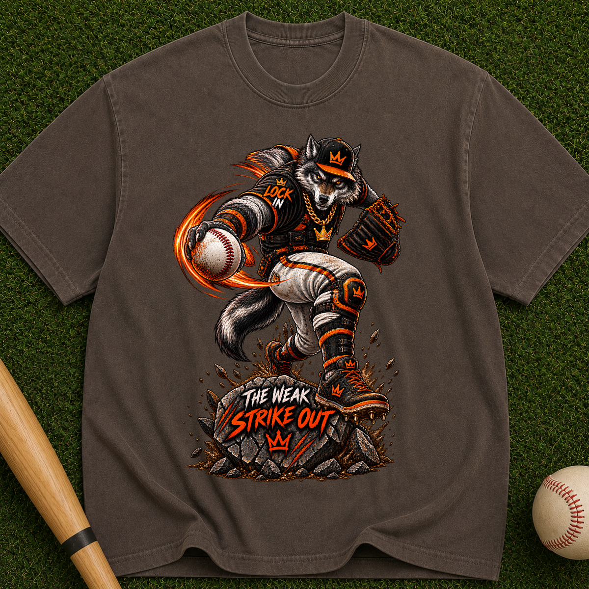 Baseball Wolf Strike Out T-Shirt