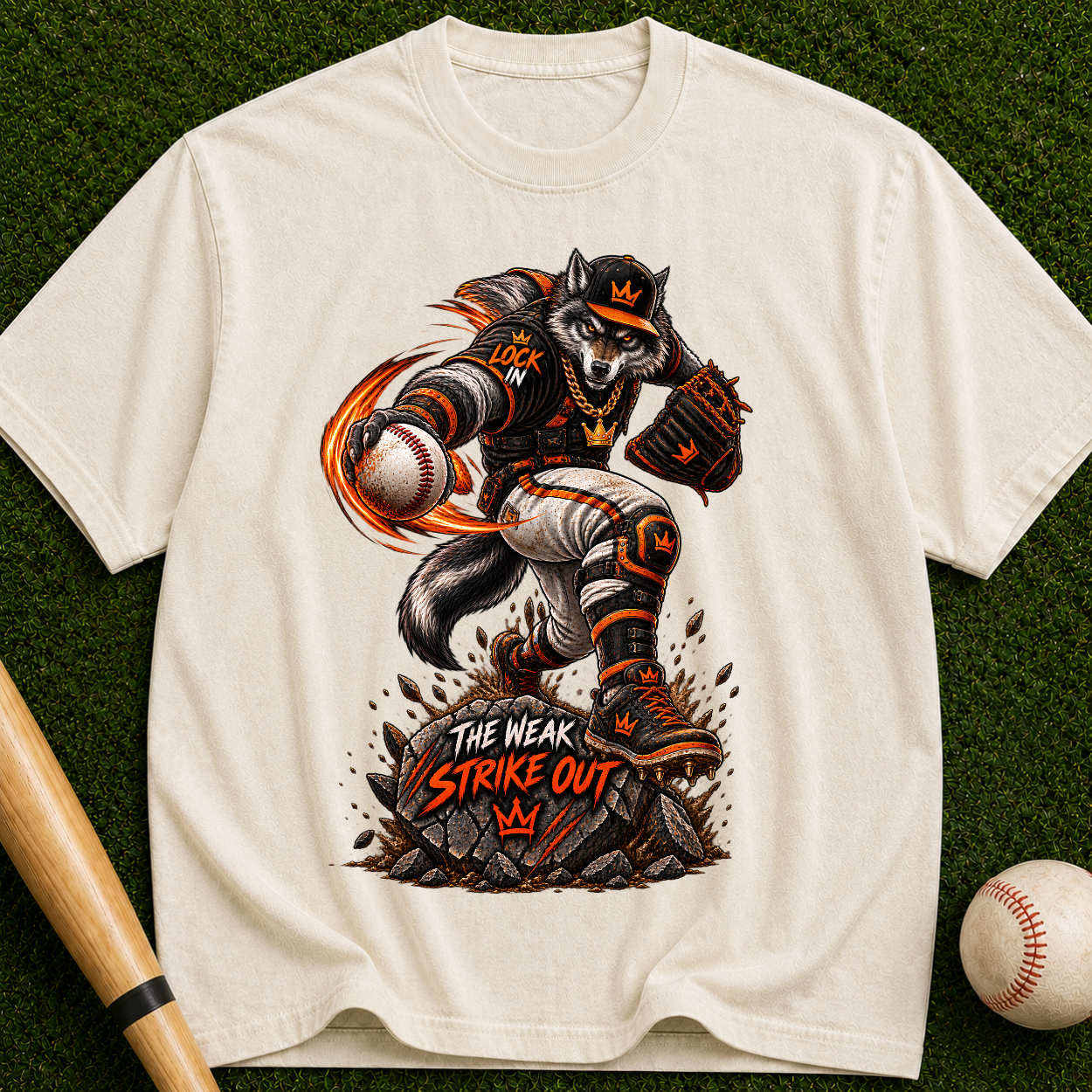 Baseball Wolf Strike Out T-Shirt