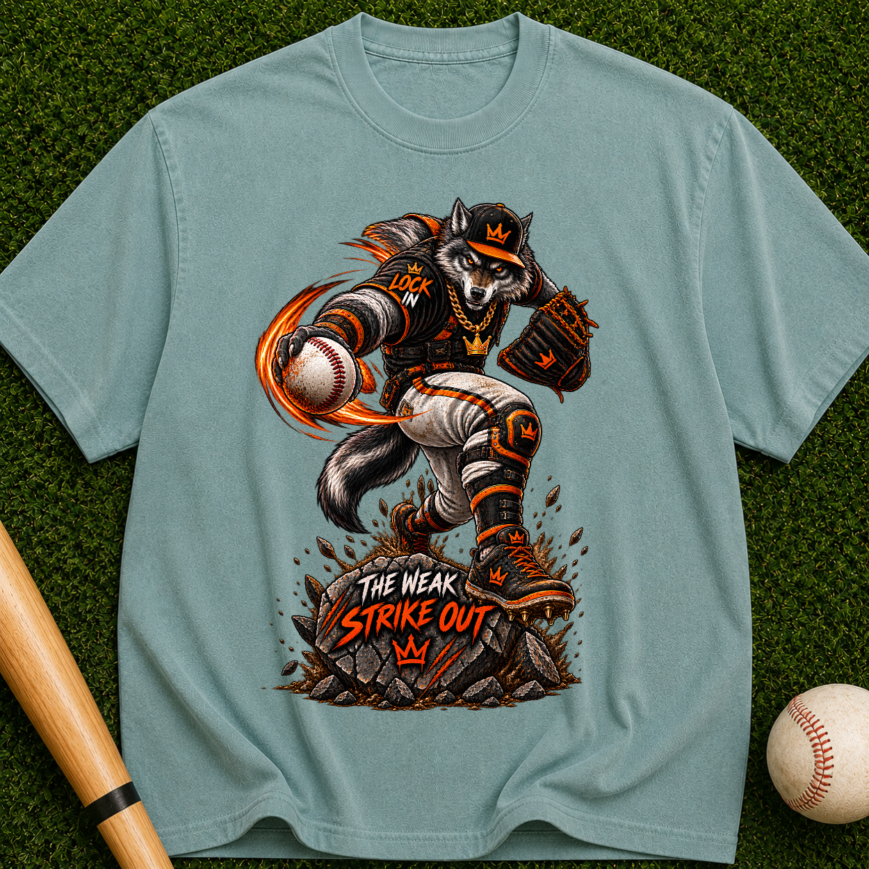 Baseball Wolf Strike Out T-Shirt
