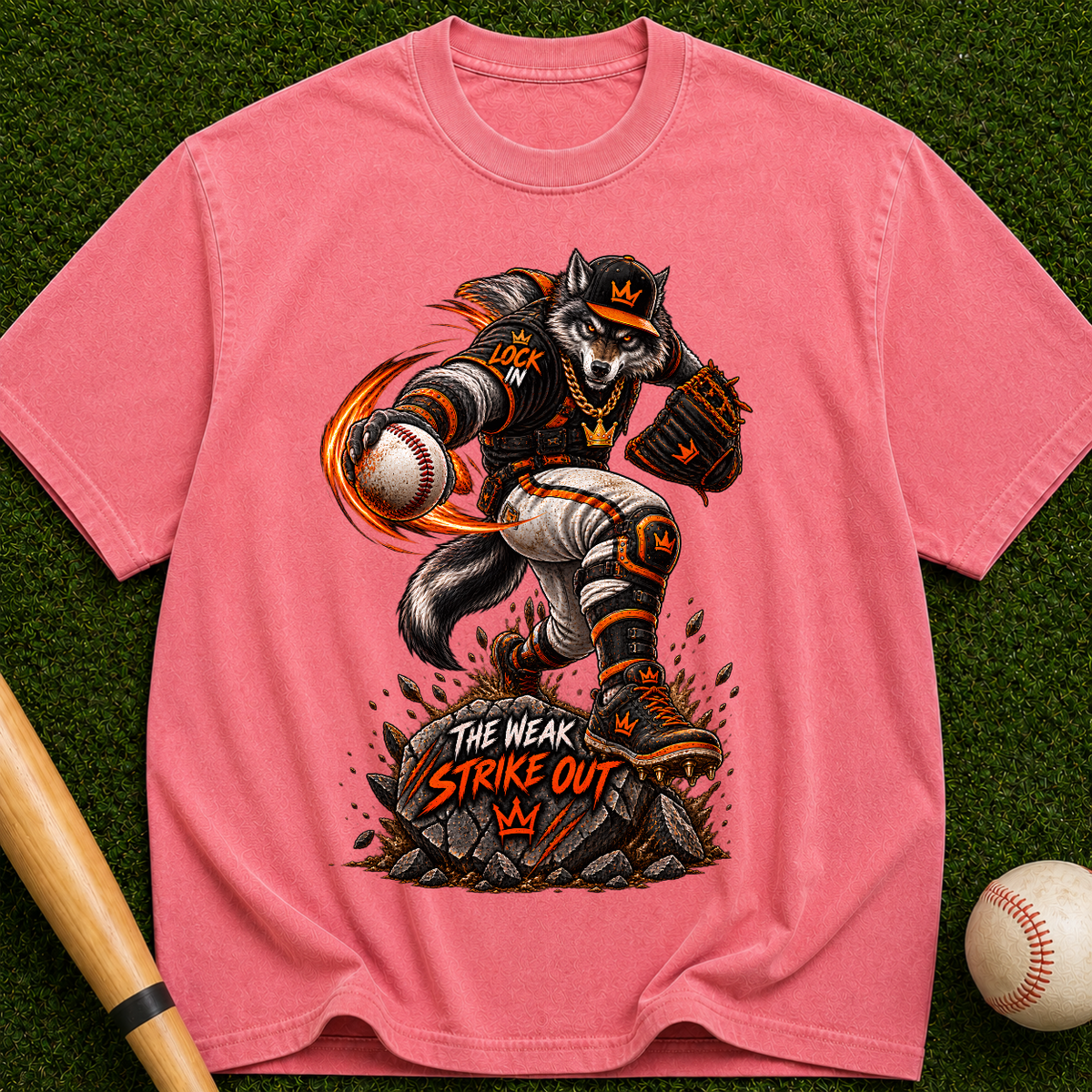 Baseball Wolf Strike Out T-Shirt