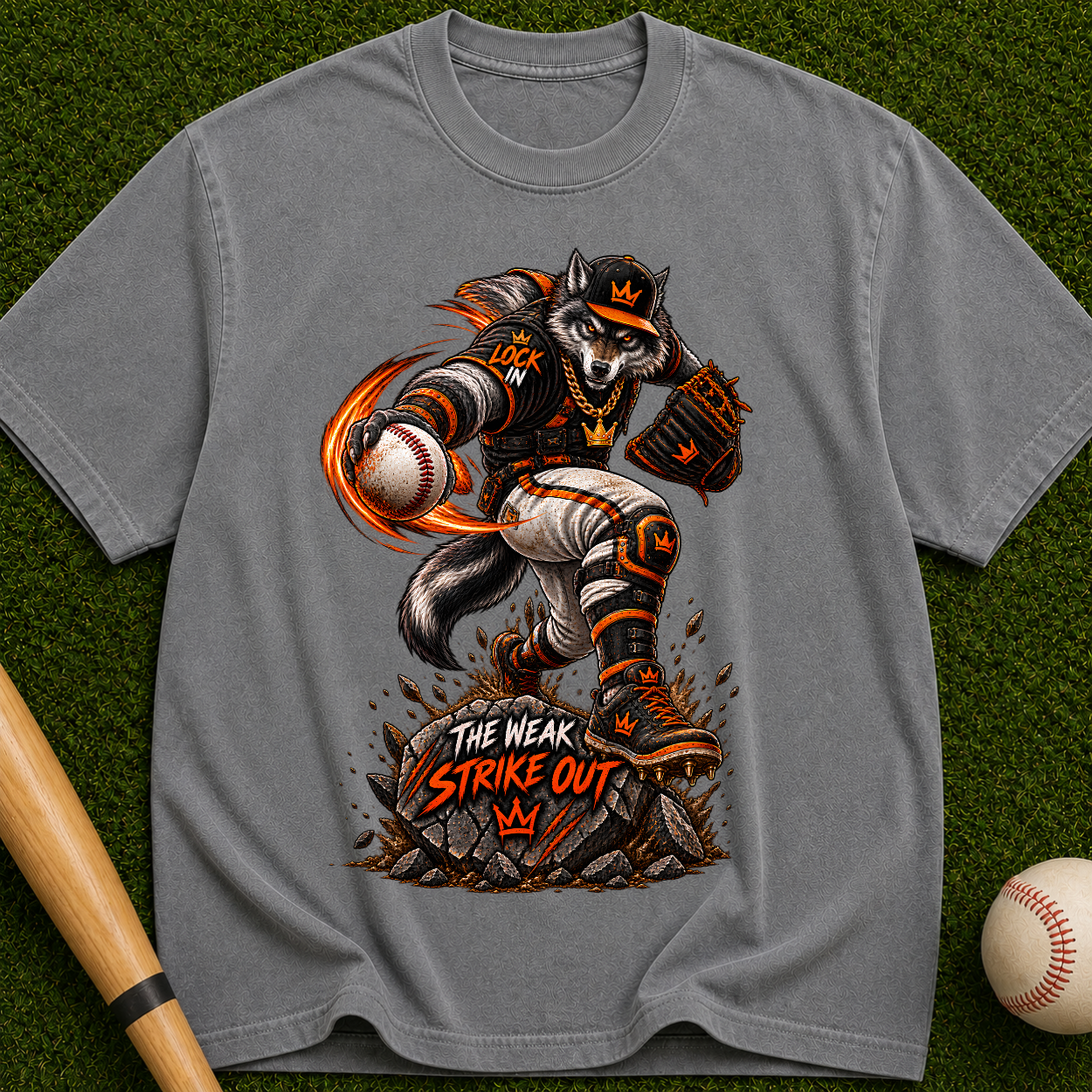 Baseball Wolf Strike Out T-Shirt