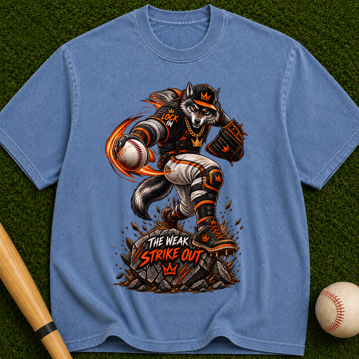 Baseball Wolf Strike Out T-Shirt