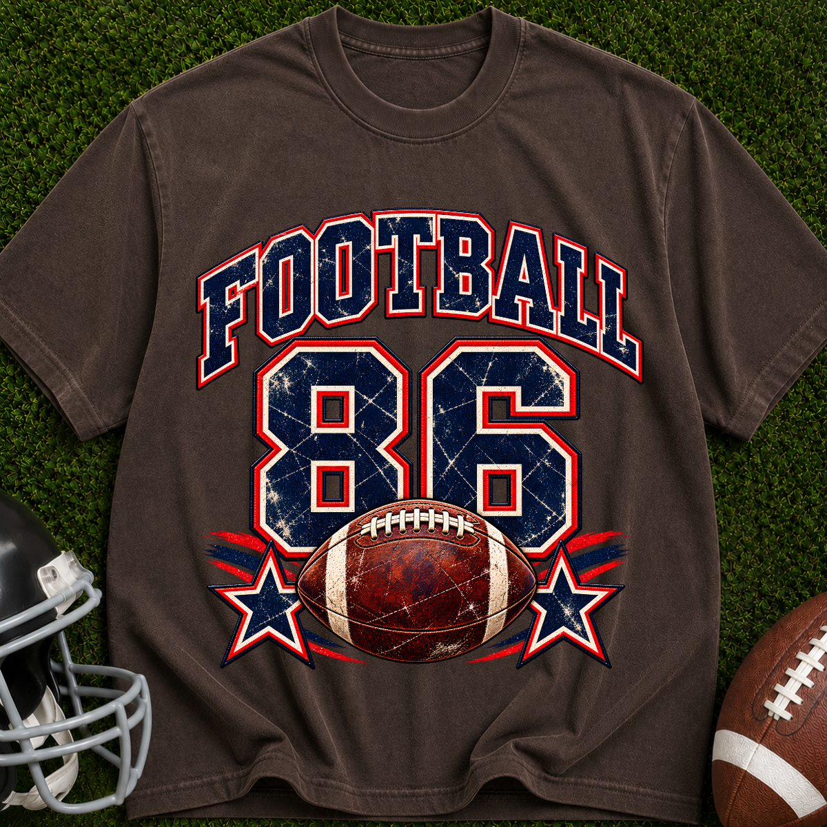 Football 86 Graphic T-Shirt — Retro Football Tee with Vintage Ball Design