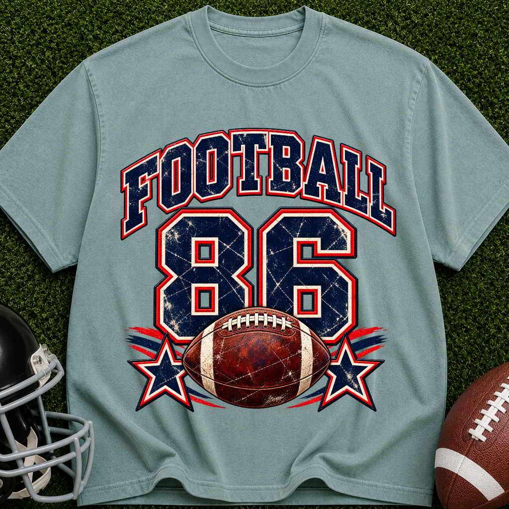 Football 86 Graphic T-Shirt — Retro Football Tee with Vintage Ball Design