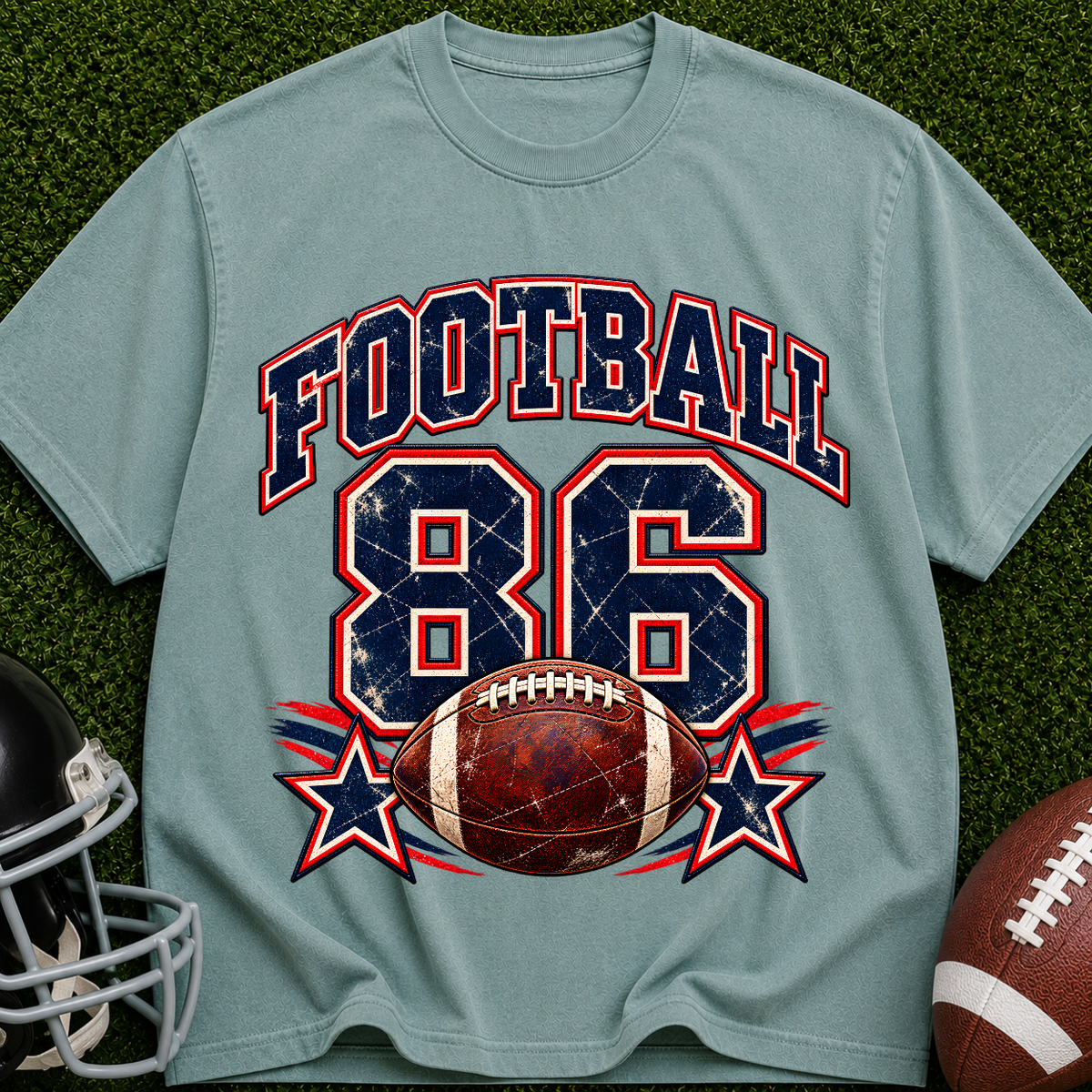 Football 86 Graphic T-Shirt — Retro Football Tee with Vintage Ball Design