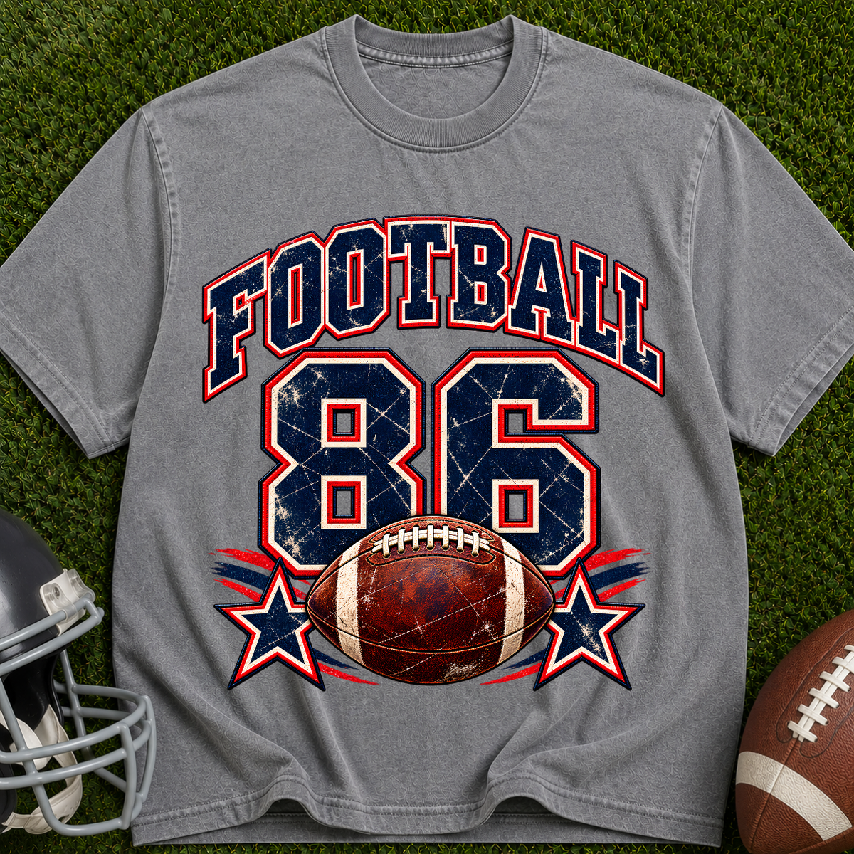 Football 86 Graphic T-Shirt — Retro Football Tee with Vintage Ball Design