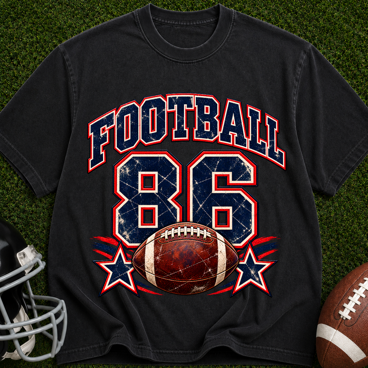 Football 86 Graphic T-Shirt — Retro Football Tee with Vintage Ball Design