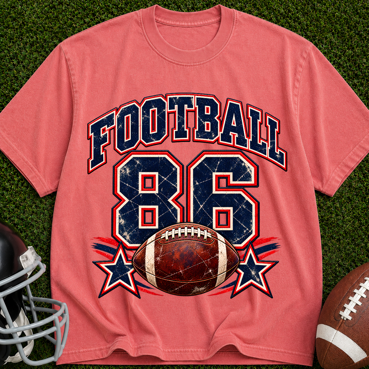 Football 86 Graphic T-Shirt — Retro Football Tee with Vintage Ball Design