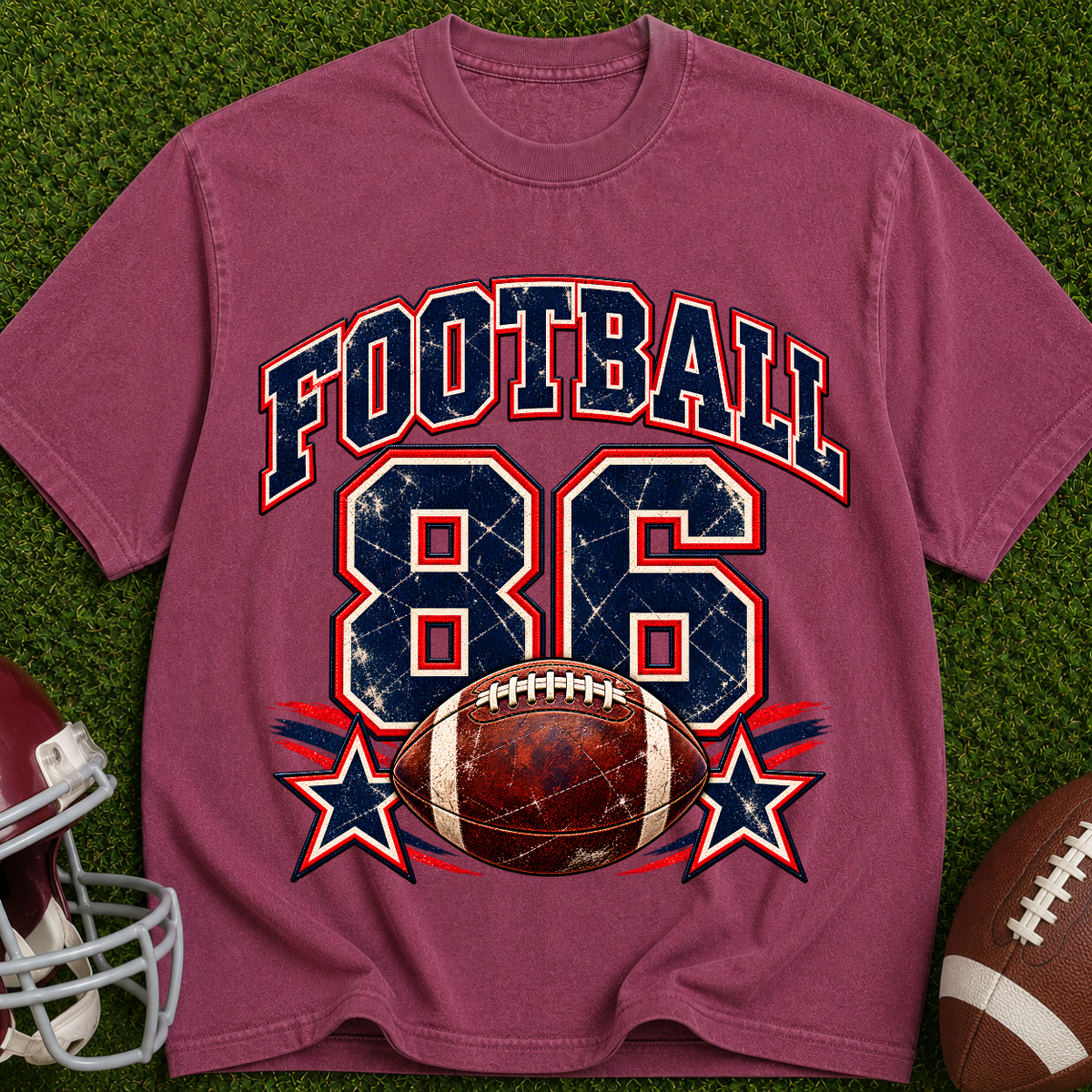 Football 86 Graphic T-Shirt — Retro Football Tee with Vintage Ball Design