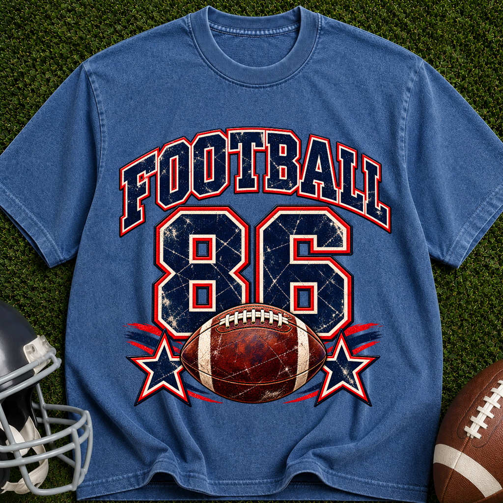 Football 86 Graphic T-Shirt — Retro Football Tee with Vintage Ball Design