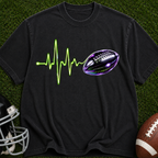 Football Heartbeat T-Shirt — Neon Pulse Gridiron Graphic