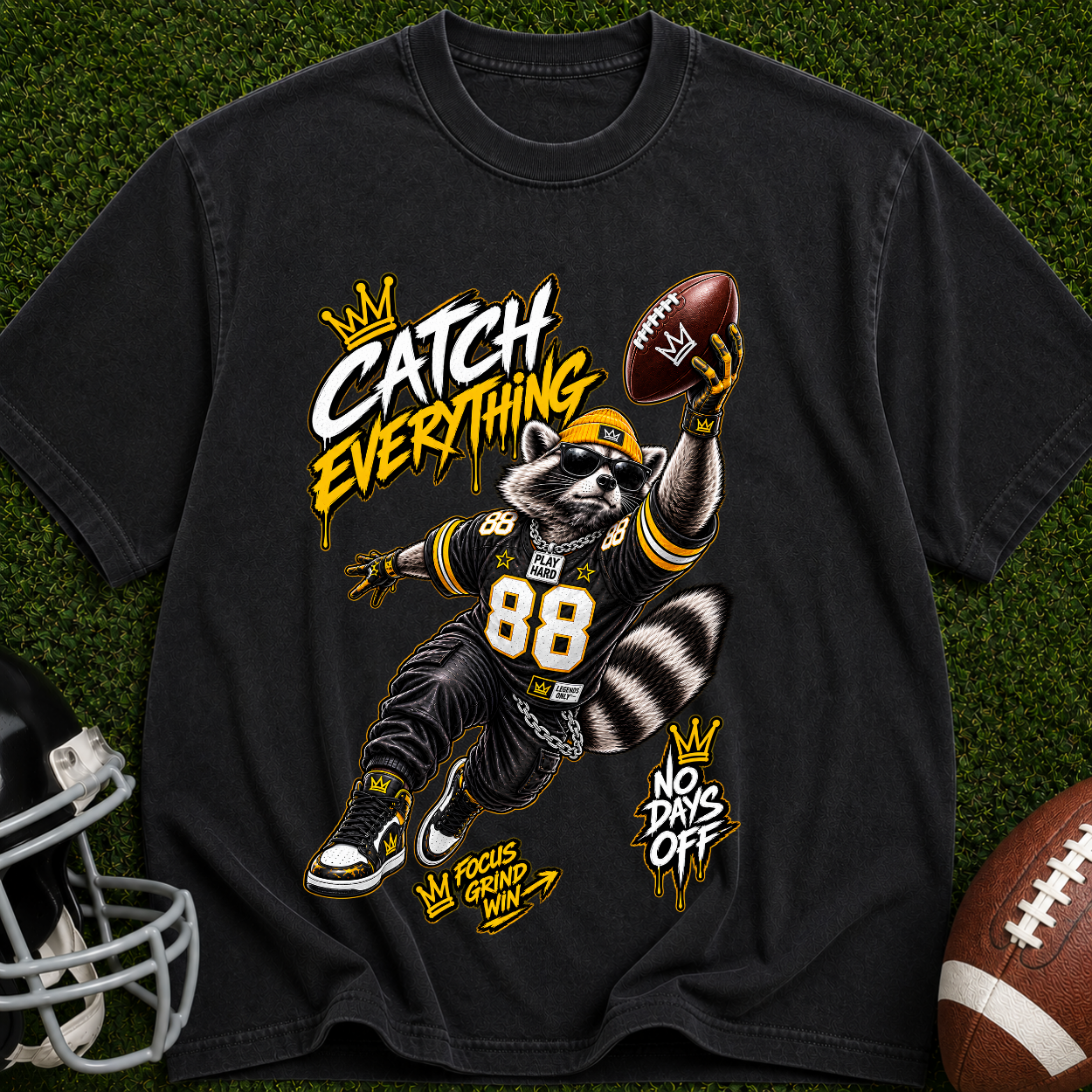 Catch Everything Football T-Shirt — Retro Receiver Graphic Tee