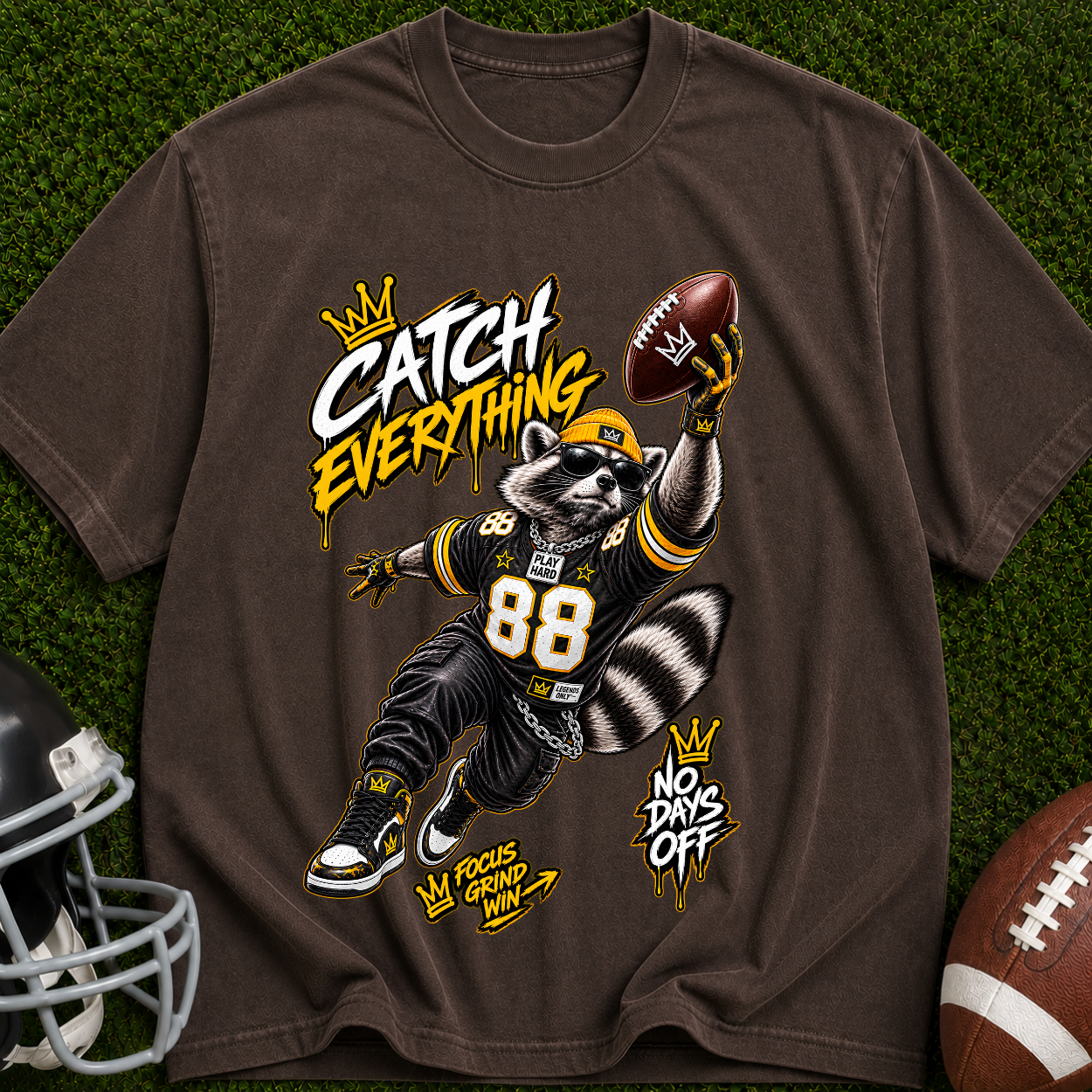 Catch Everything Football T-Shirt — Retro Receiver Graphic Tee