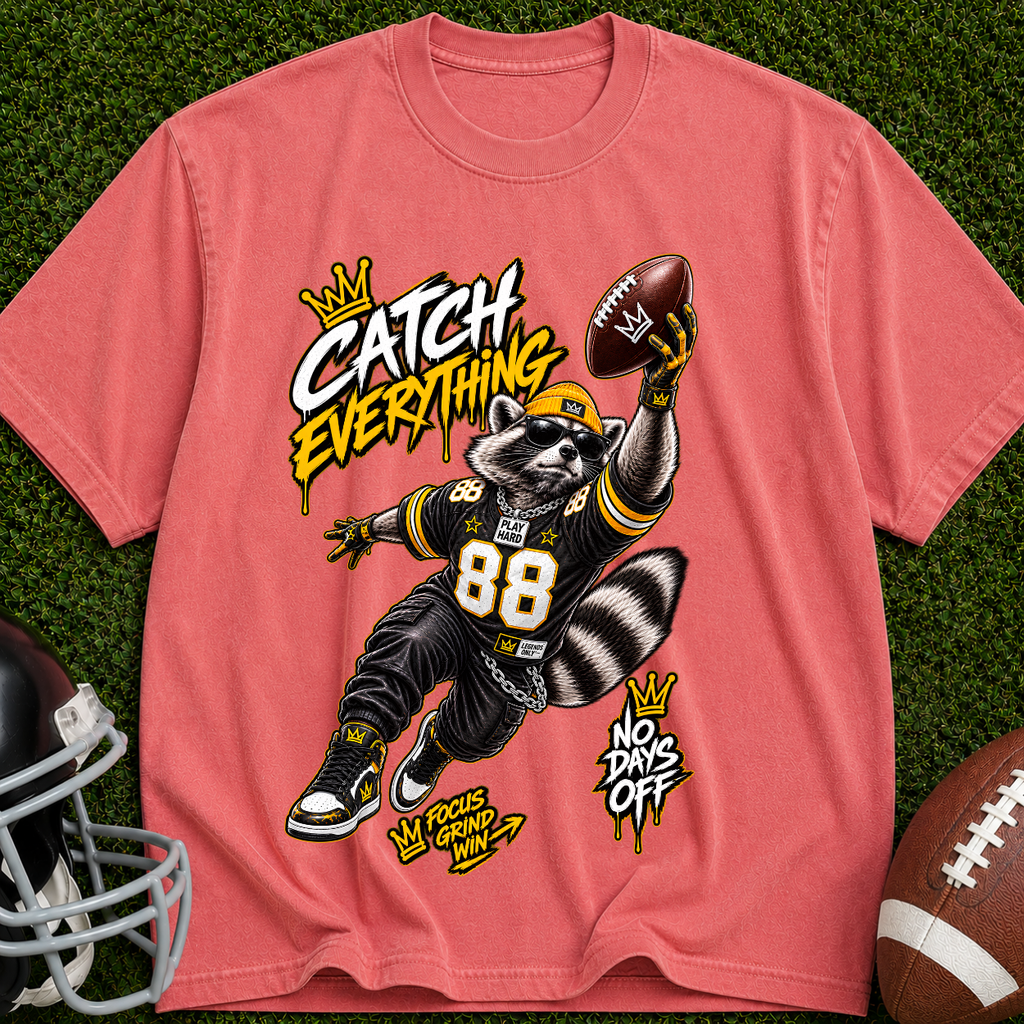 Catch Everything Football T-Shirt — Retro Receiver Graphic Tee