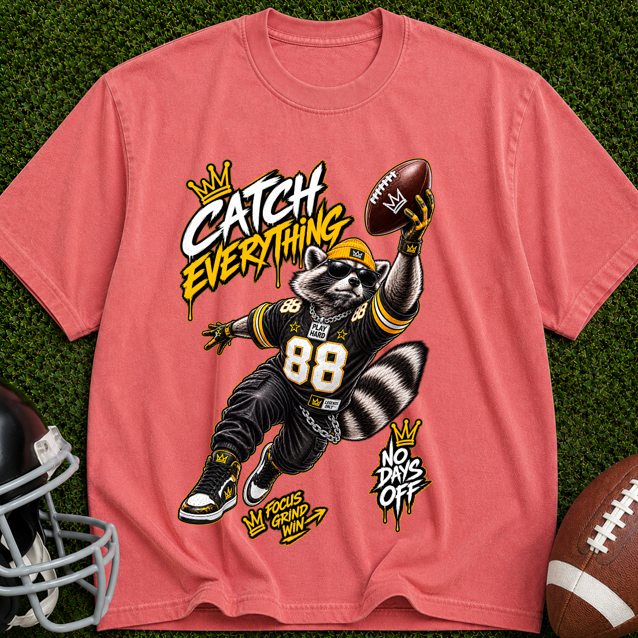 Catch Everything Football T-Shirt — Retro Receiver Graphic Tee