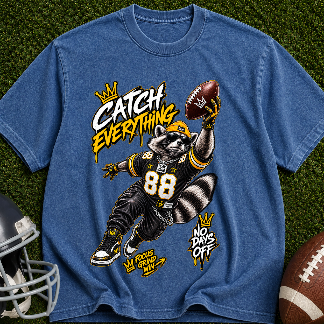 Catch Everything Football T-Shirt — Retro Receiver Graphic Tee