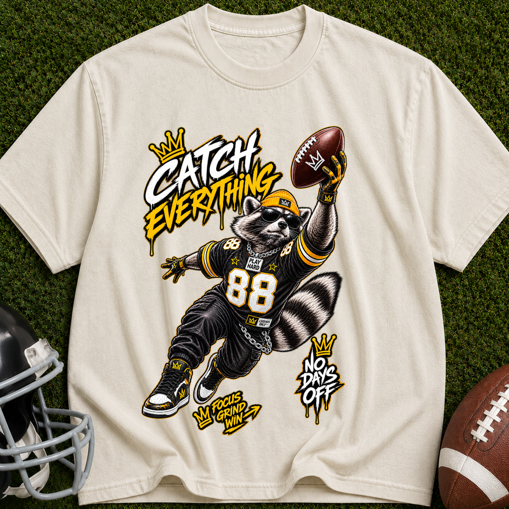 Catch Everything Football T-Shirt — Retro Receiver Graphic Tee