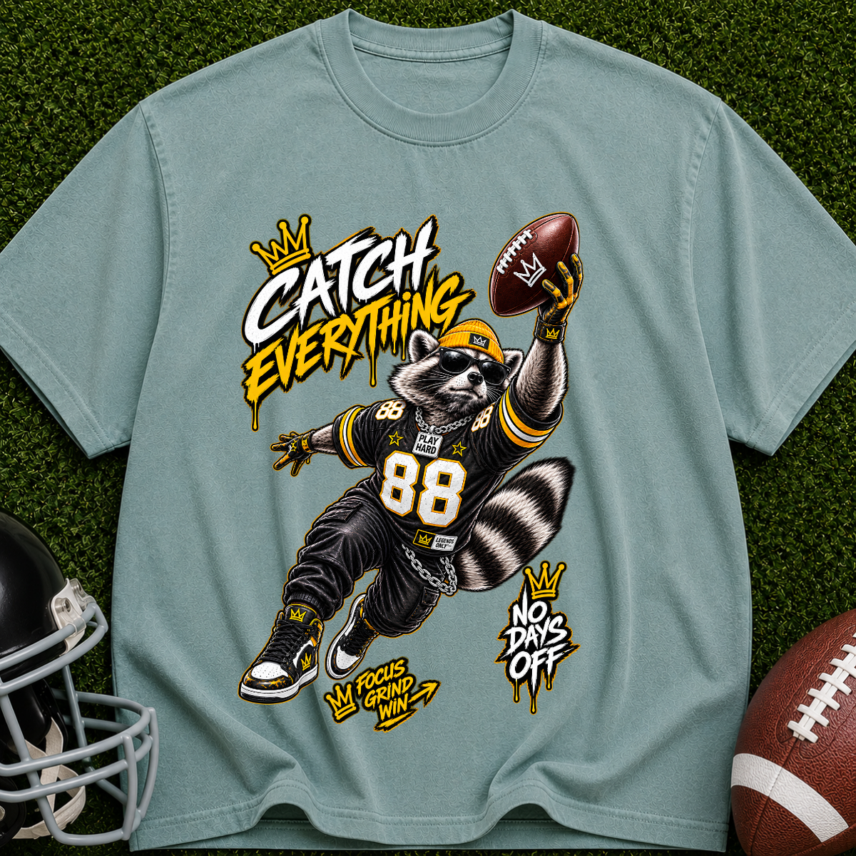 Catch Everything Football T-Shirt — Retro Receiver Graphic Tee
