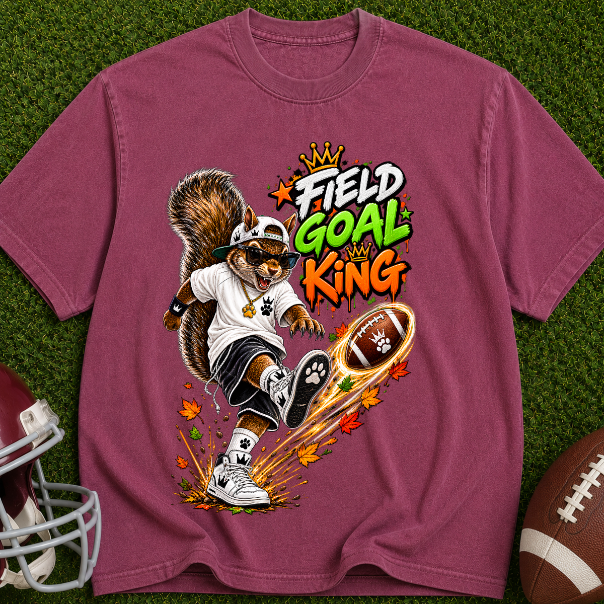 Field Goal King T-Shirt — Squirrel Kicker Football Graphic Tee