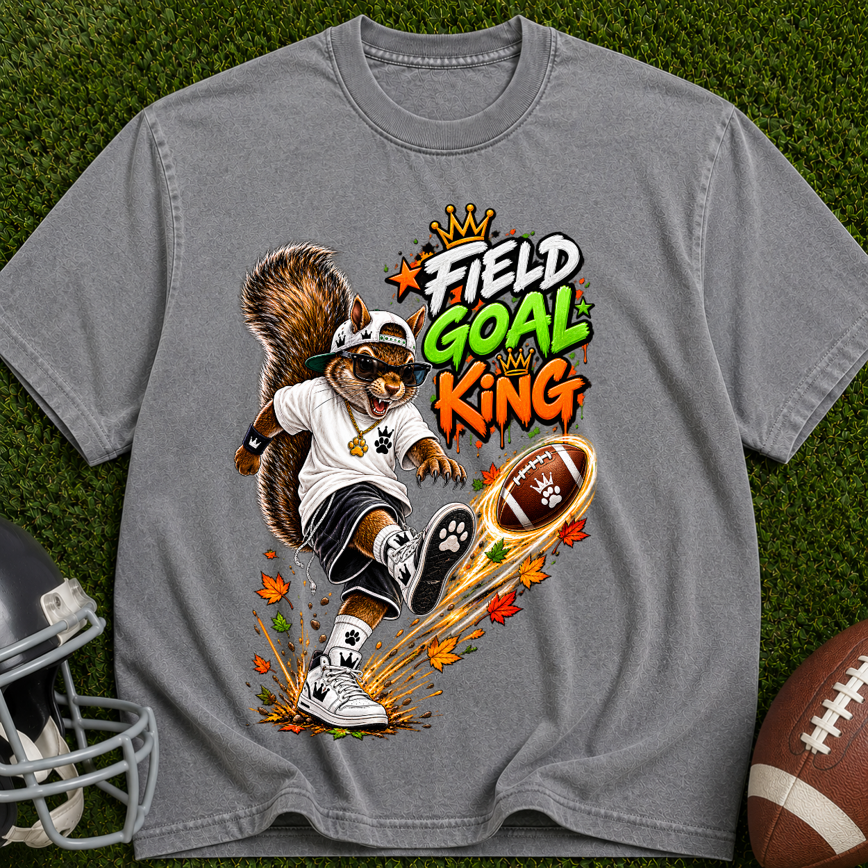 Field Goal King T-Shirt — Squirrel Kicker Football Graphic Tee
