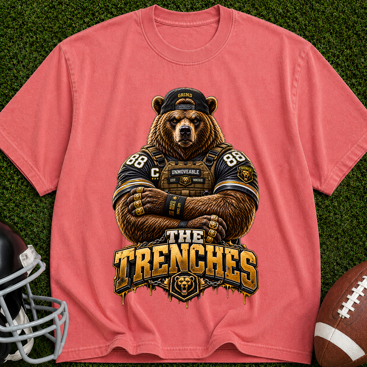 Bear Football T‑Shirt — “The Trenches” Vintage Sports Tee