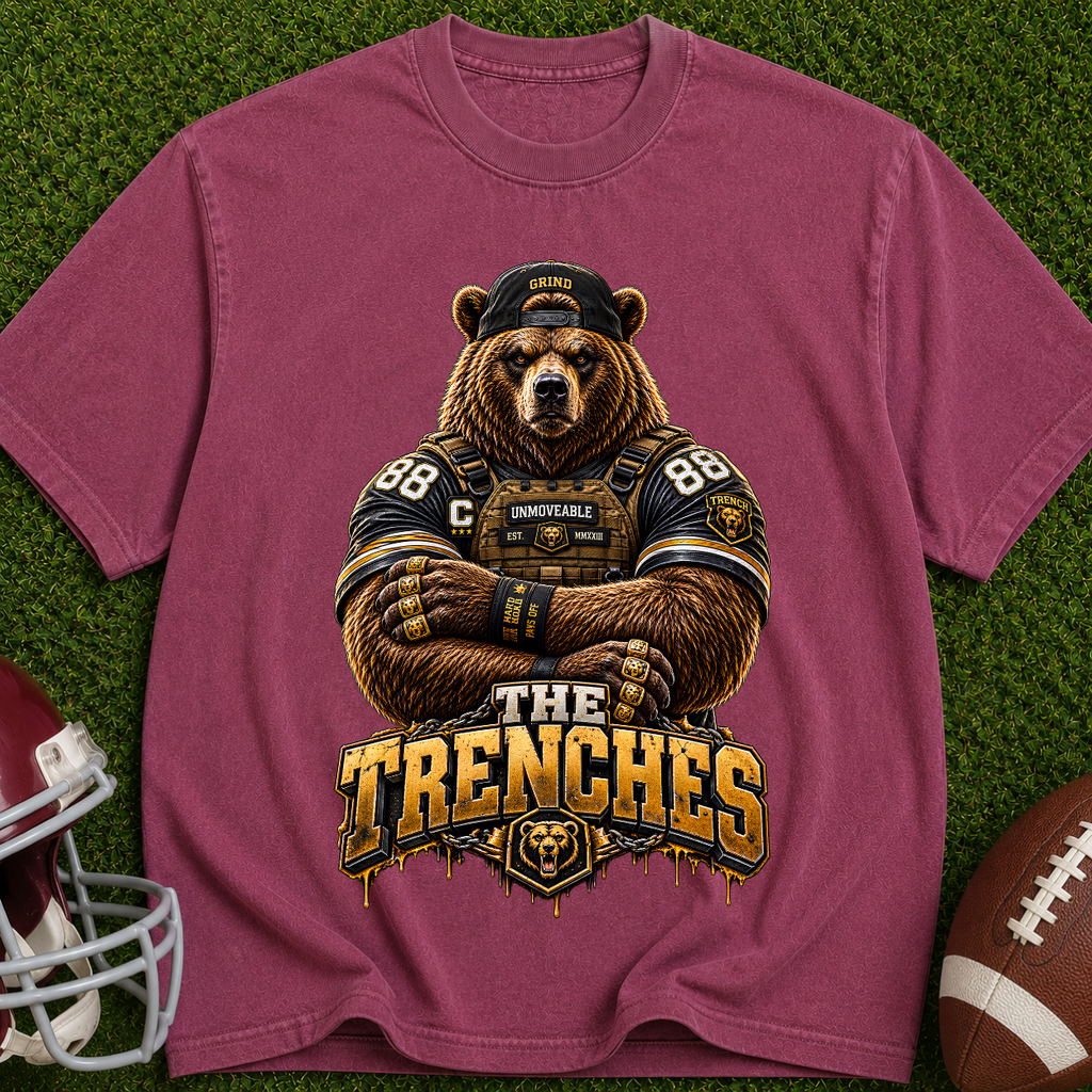 Bear Football T‑Shirt — “The Trenches” Vintage Sports Tee