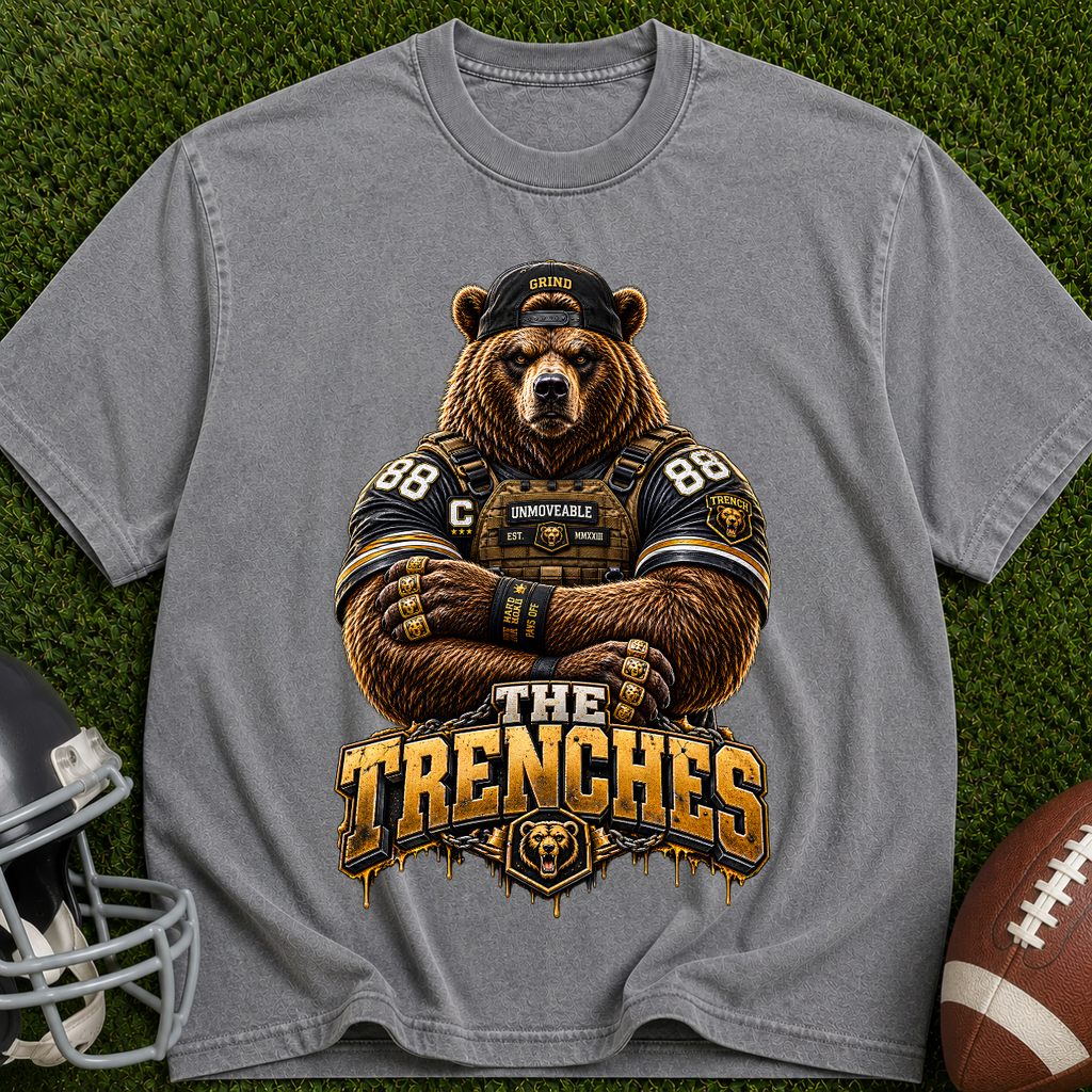 Bear Football T‑Shirt — “The Trenches” Vintage Sports Tee