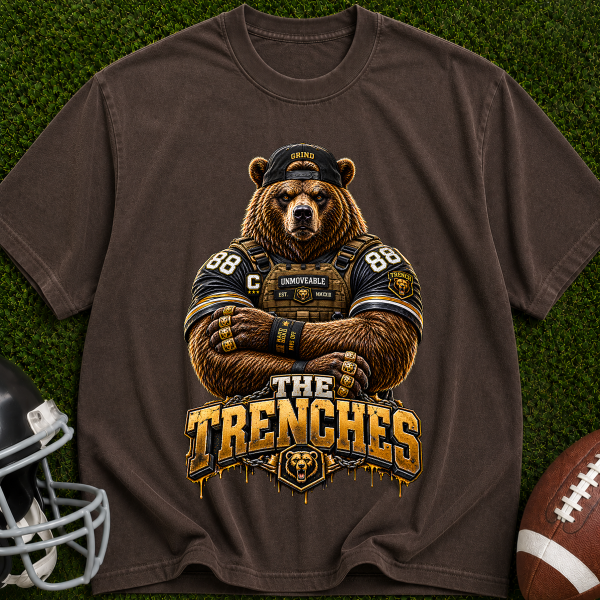 Bear Football T‑Shirt — “The Trenches” Vintage Sports Tee