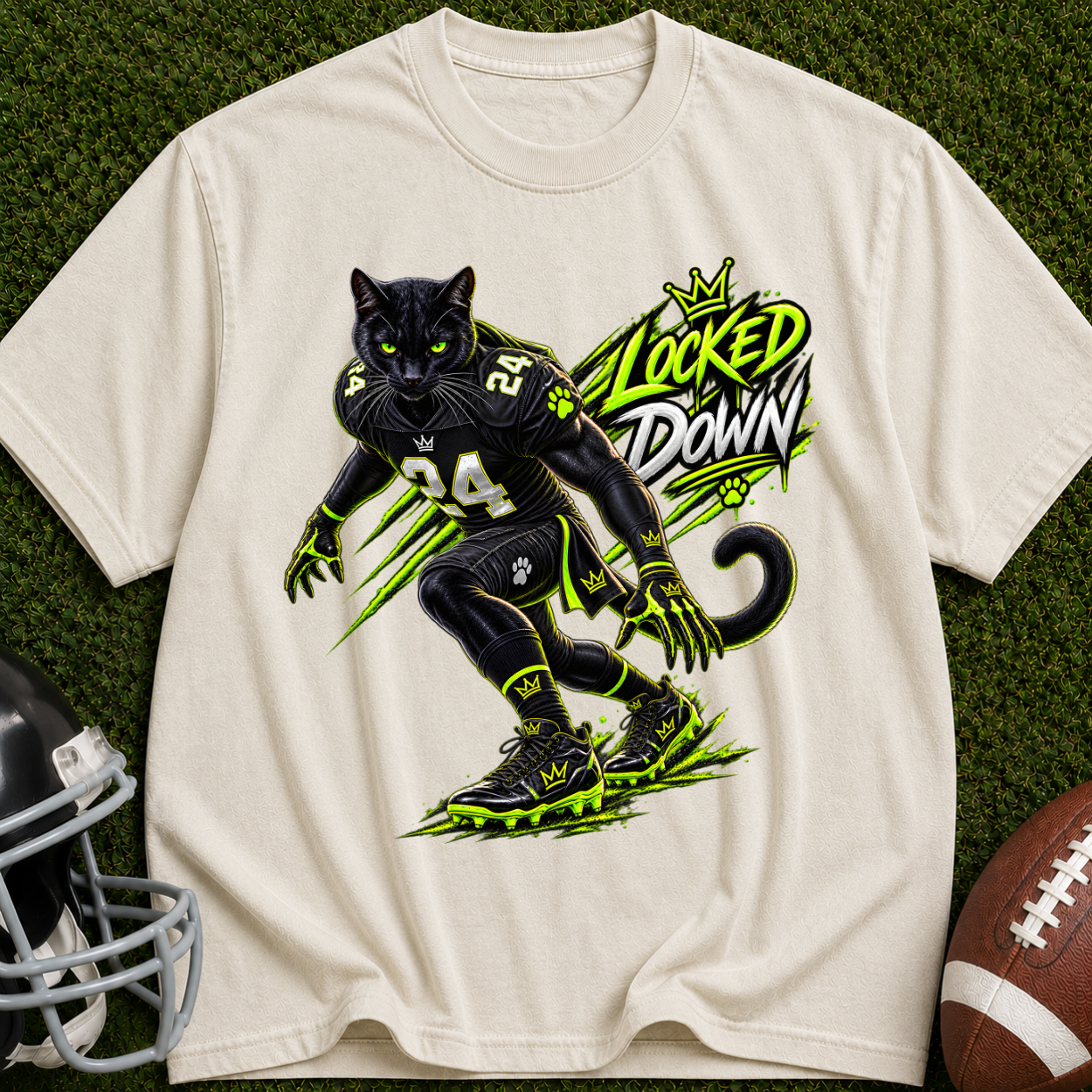T‑Shirt — 'Locked Down' Panther Football Graphic Tee