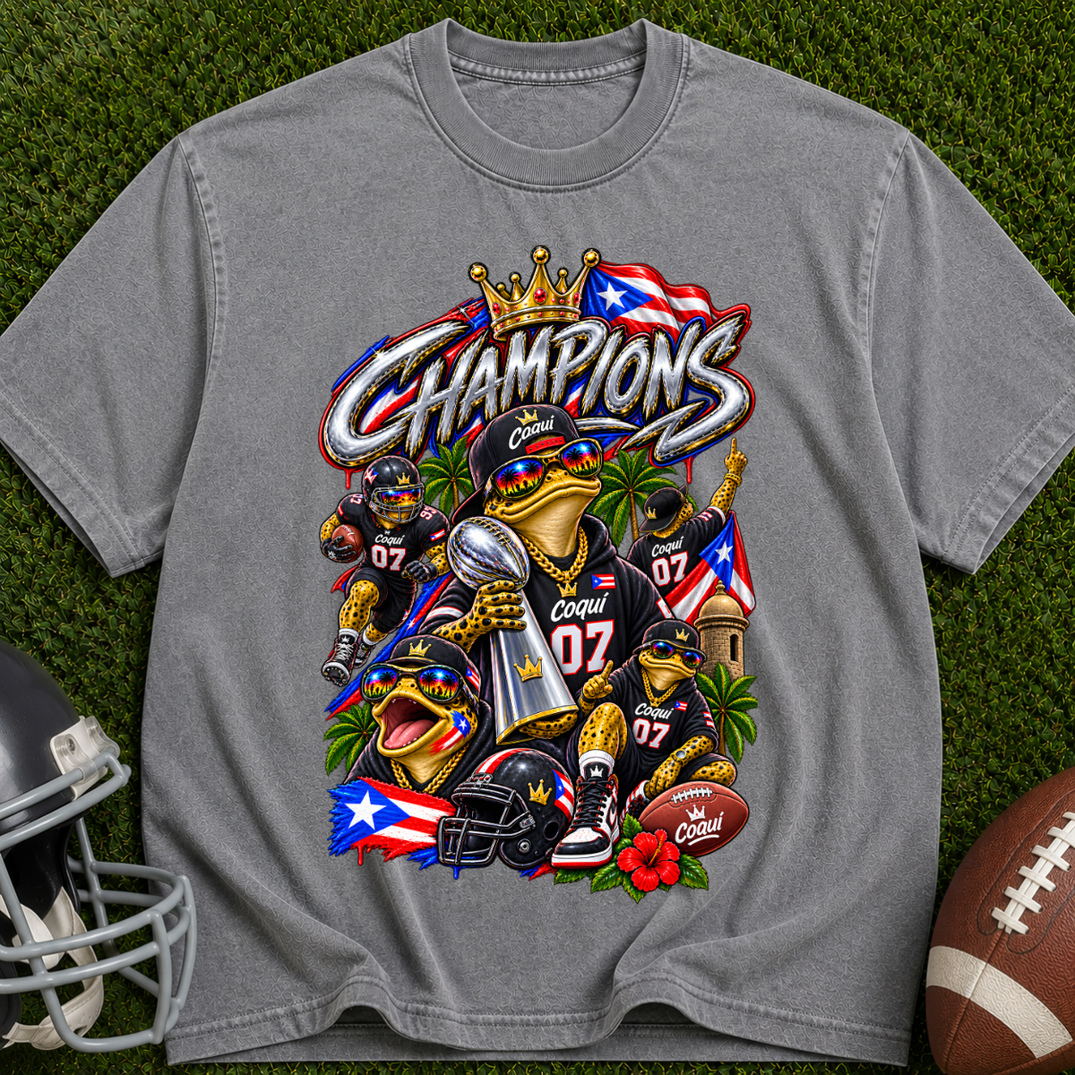 Champions Puerto Rico Football T-Shirt — Vintage Team Pride Tee